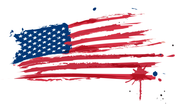 American Flag painted with watercolors.
