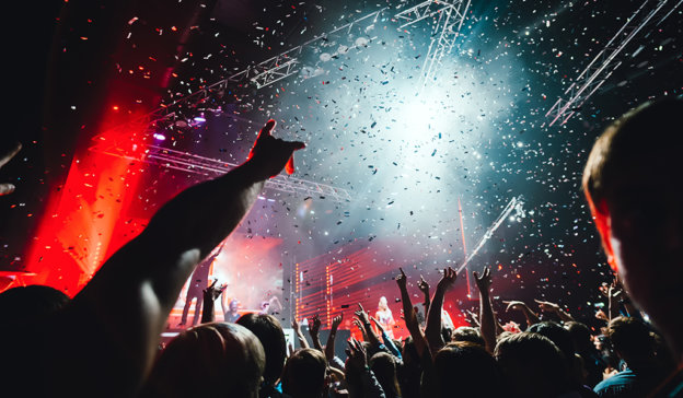 Crowd of People Dancing to Music at Nightclub in Las Vegas