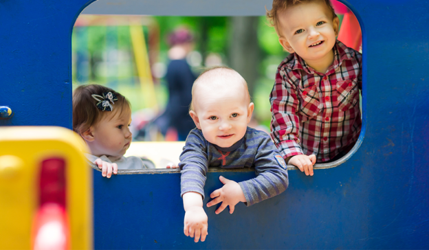 Kids playing in an indoor playground