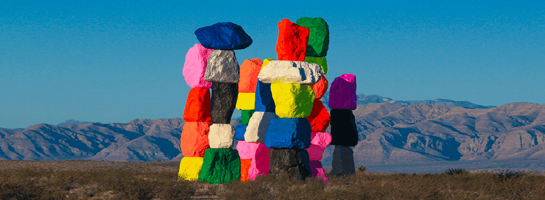 Seven Magic Mountains in Nevada Desert