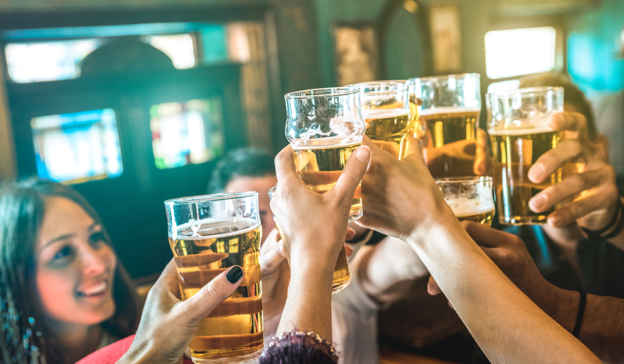 Friends Toasting Beer on St. Patrick’s Day in Las Vegas