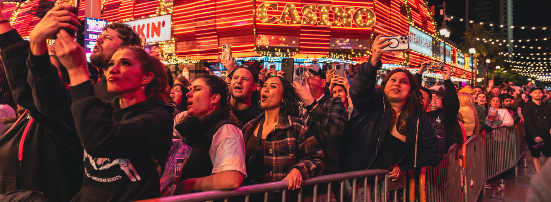 Audience Dancing at Free Concert in Las Vegas on Fremont Street