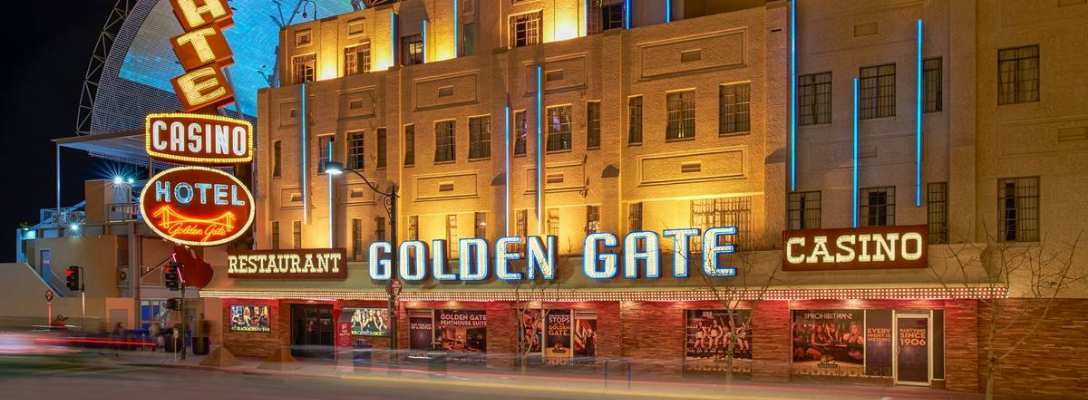 Exterior of Historical Las Vegas Golden Gate Hotel & Casino