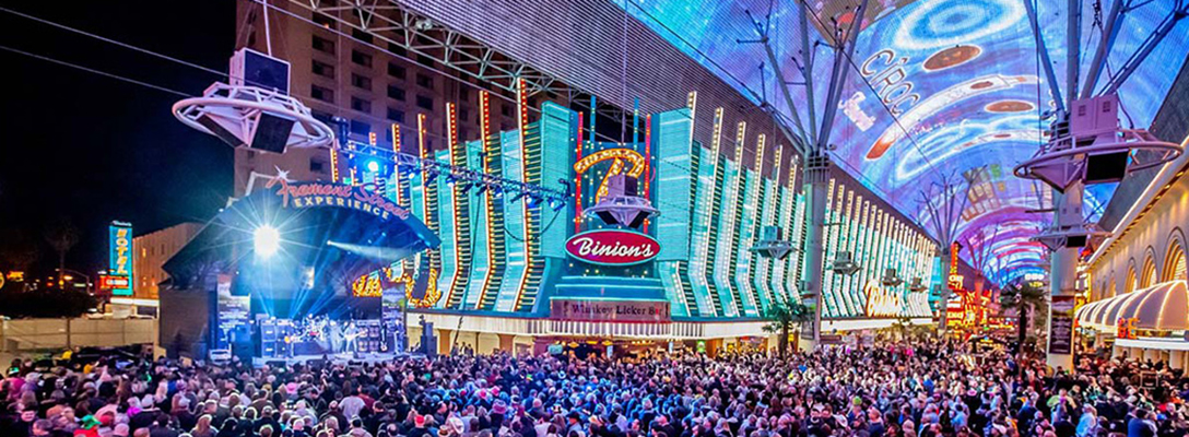 People Attending Fremont Street Entertainment in Winter