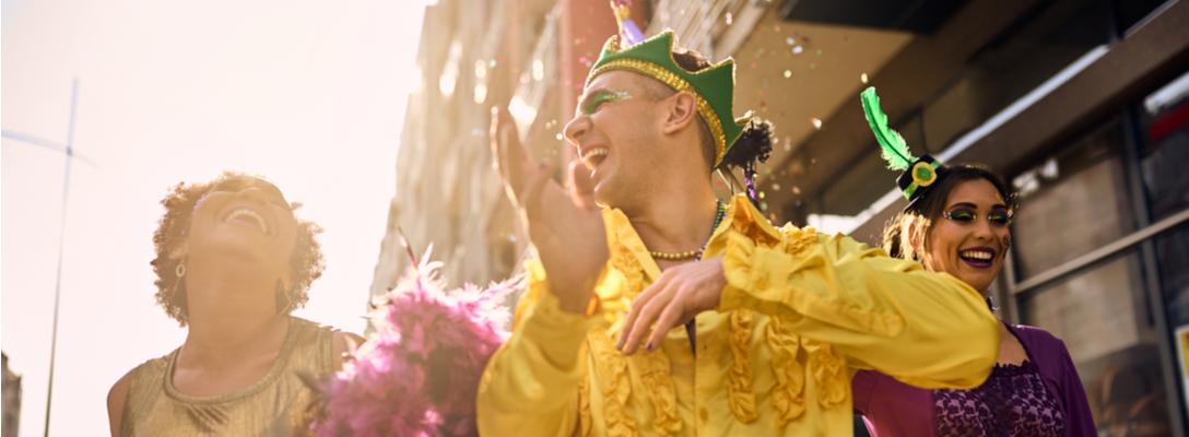 Friends Celebrating Mardi Gras in Las Vegas