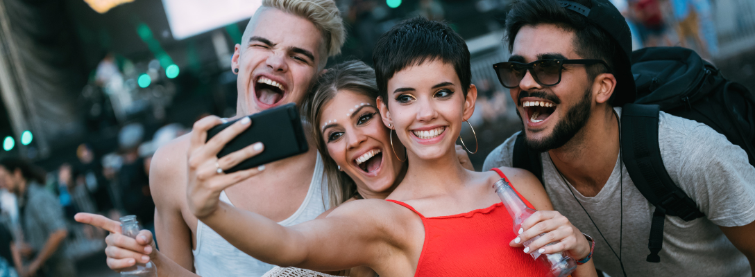 Friends Taking Selfie at Las Vegas Music Festival