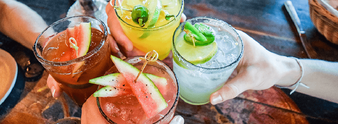 Friends Toasting Margaritas for Cinco de Mayo in Vegas