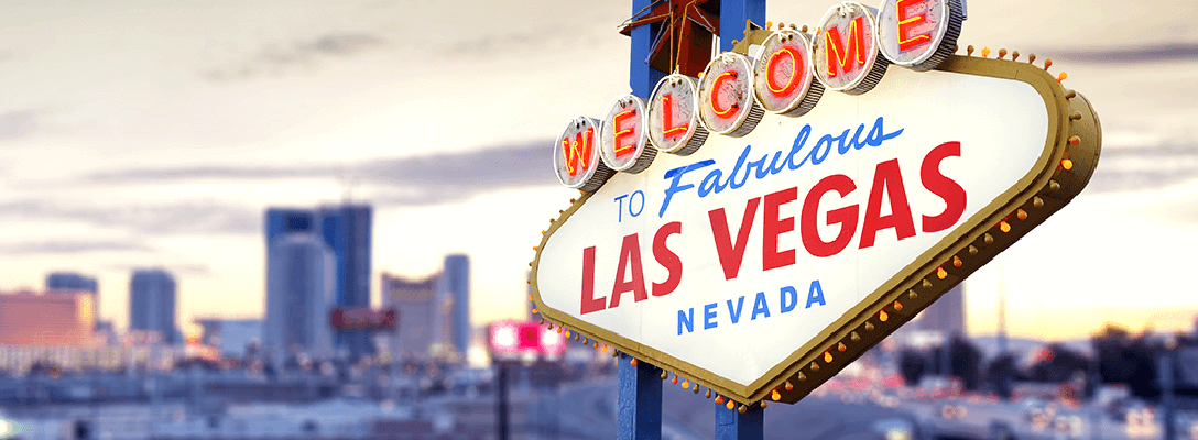 View of Las Vegas with Welcome to Las Vegas Sign