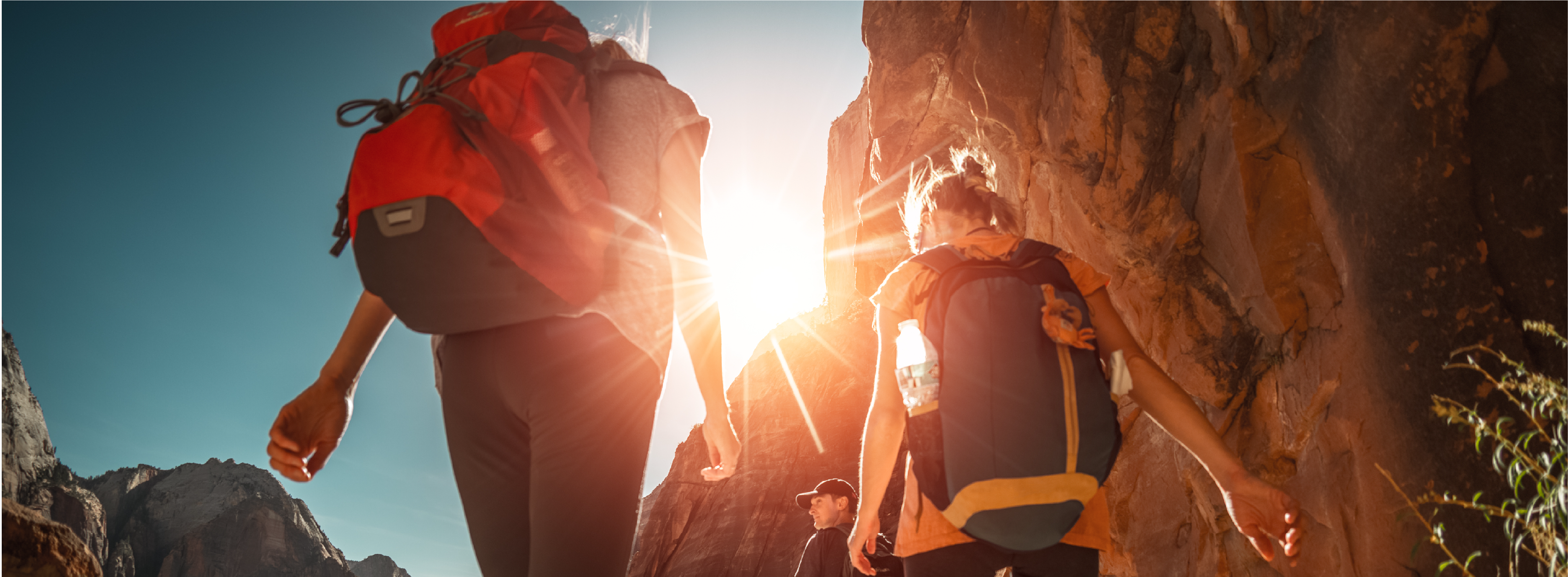 Group of Hikers Navigate the Grand Canyon