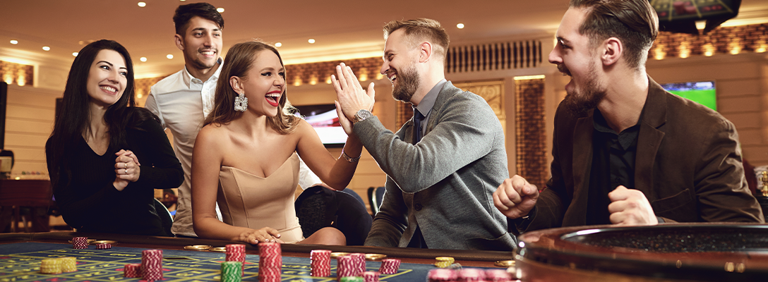 Friends Enjoying Casino in Las Vegas in Winter