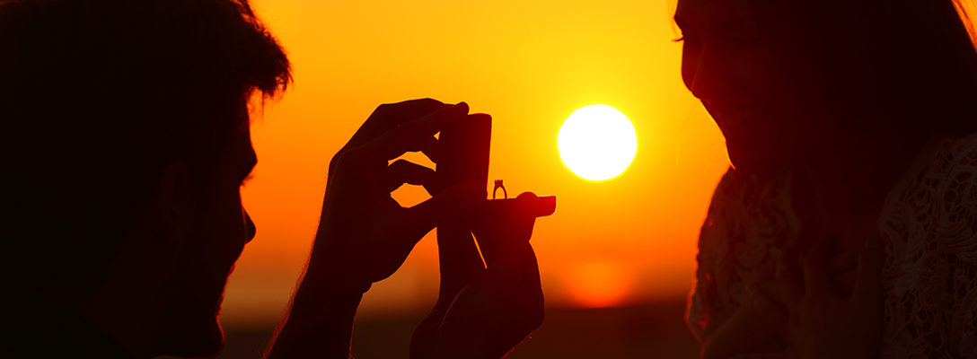 Man Making Las Vegas Proposal at Sunset