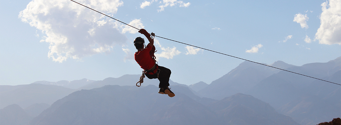 Person Ziplining at the Grand Canyon