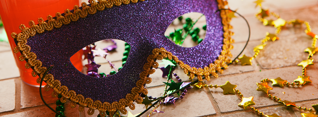 Mask and Beads for Mardi Gras in Las Vegas