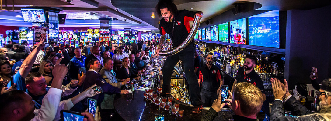 People Enjoying Drinks at LONGBAR at the D Las Vegas