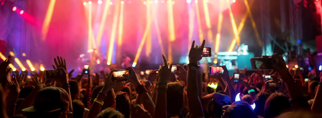 Crowd Enjoying Live Las Vegas Entertainment in Winter