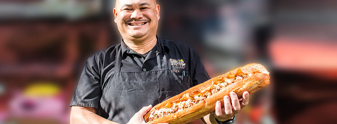 Chef Rex Holding Project BBQ Sandwich