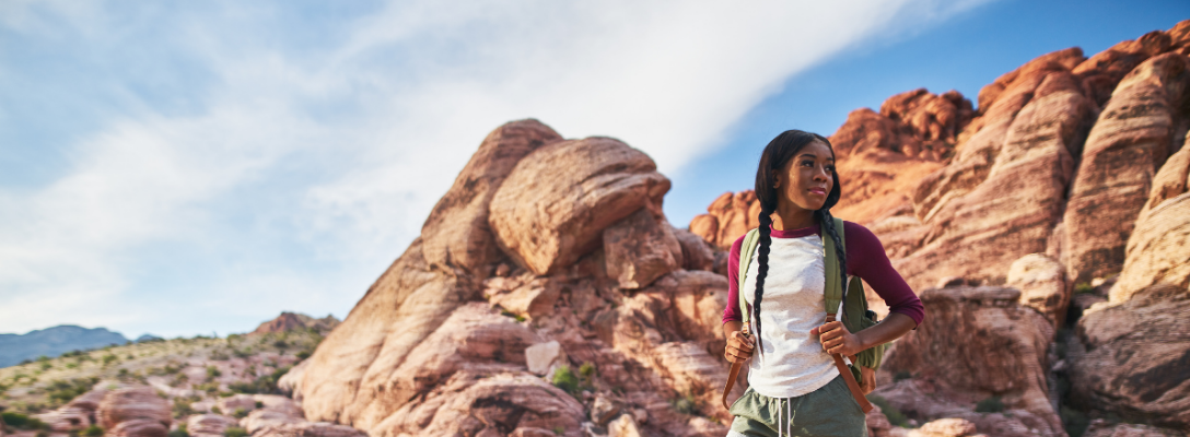 Woman Hiking in Las Vegas in Winter