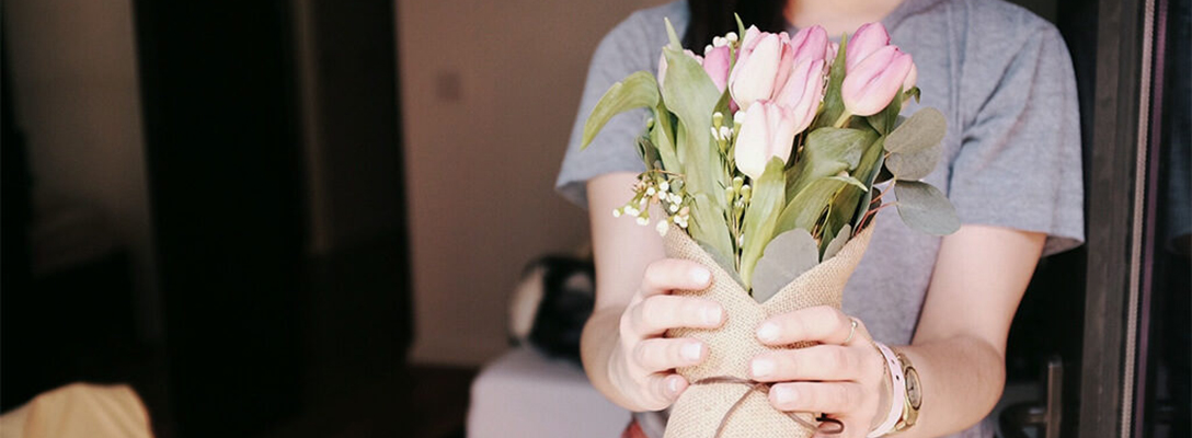 Woman Receiving Flowers for Valentines Day in Vegas