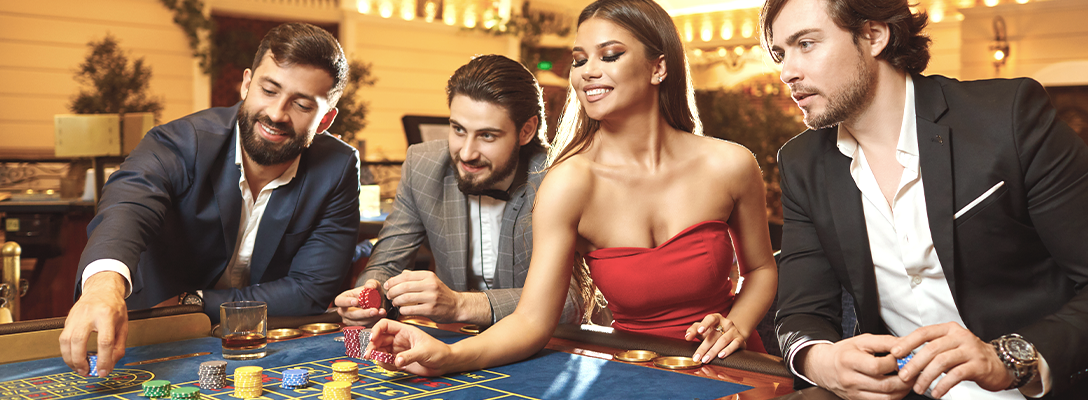 Woman Wearing Red for Casino Luck